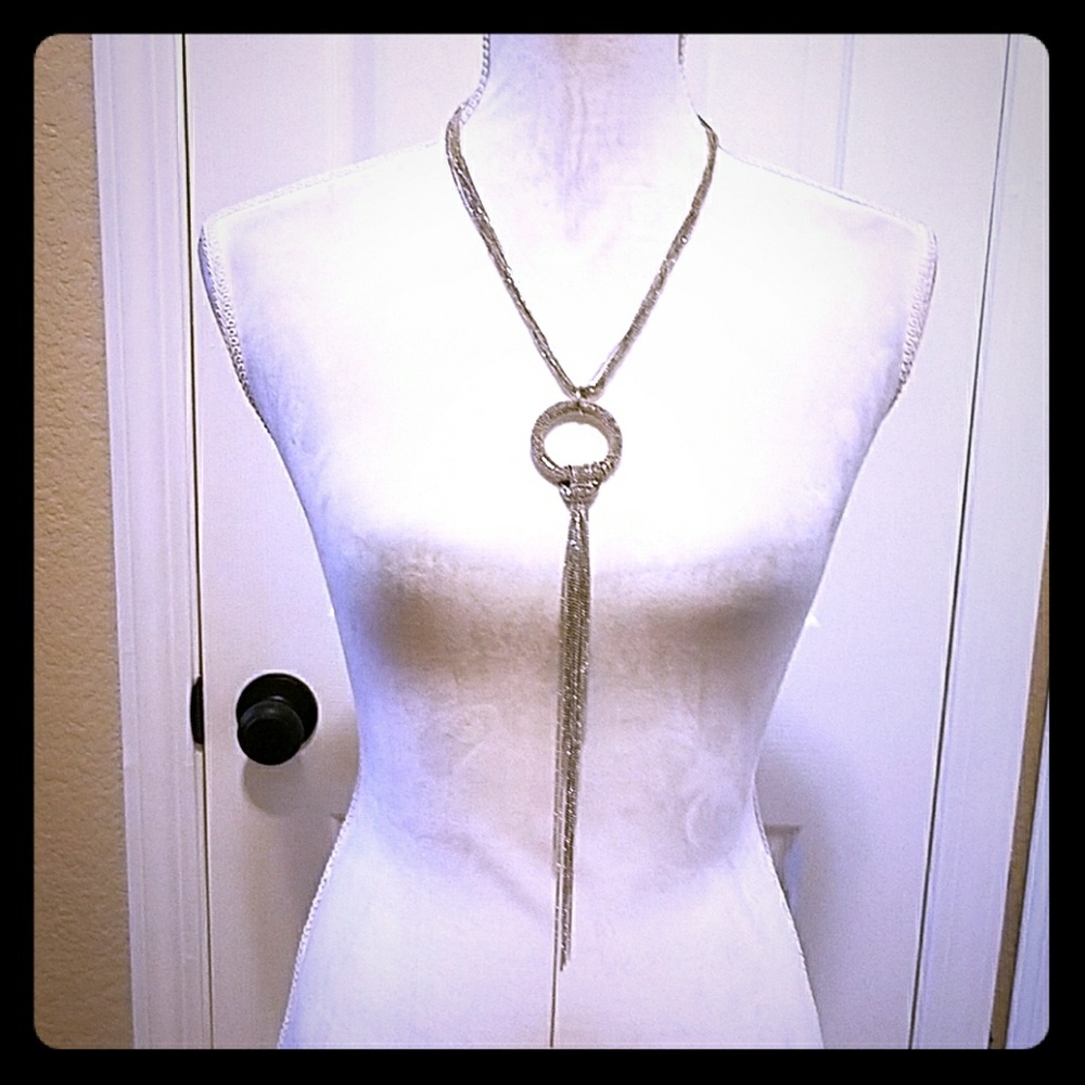 Sparkle long silver necklace